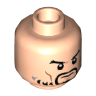 Lego Minifig Head Hanzo, Goatee, Light Beard, Medium Nougat Cheek Lines Print [Hollow Stud] / Light Nougat