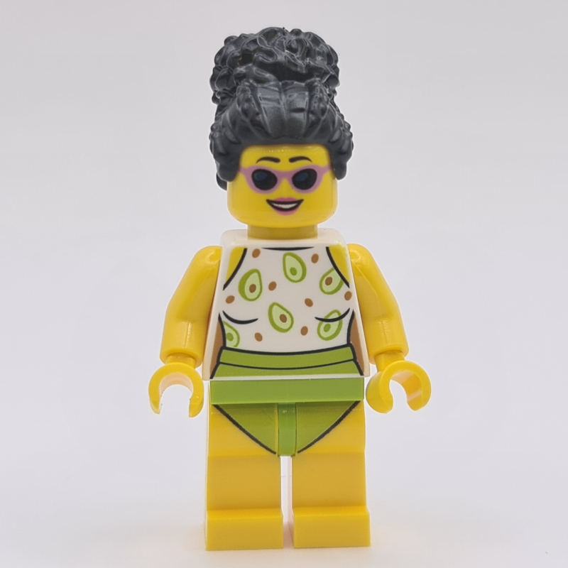 Lego Woman, White and Lime Swimsuit