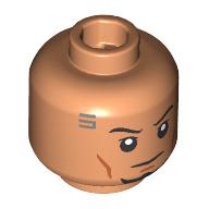 Lego Minifig Head Arc Trooper Fives, Black Eyebrows, Black Beard, Silver Circuitry / Nougat