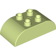 Lego Duplo Brick 2 x 4 Curved Top / Yellowish Green