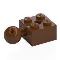 Lego Technic Brick Special 2 x 2 with Ball and Axle Hole, with 6 Holes in Ball / Reddish Brown