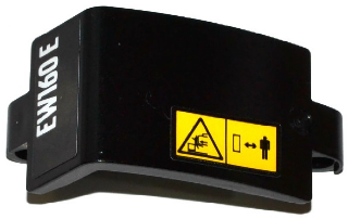 Lego Technic, Panel Curved 3 x 5 x 3 with Yellow Warning Signs, White 'EW160 E' Pattern Model Left Side (Stickers) - Set 42053