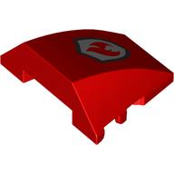 Lego Brick Wedged, Curved 4 x 3 No Studs with Red Flames on Silver Shield print [Fire Fighters] / Red