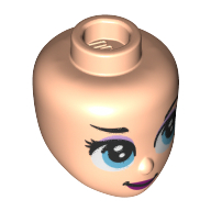 Lego Minidoll Head with Medium Blue Eyes, Lavender Eye Shadow, Purple Lips / Light Nougat