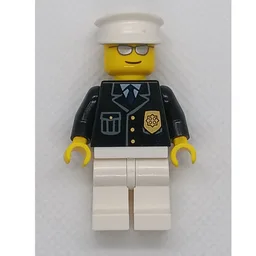 Police Officer, White Legs, Cap, Silver Glasses