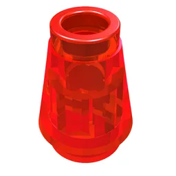 Cone 1 x 1 [Top Groove] / Trans-Red