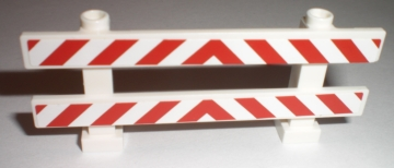Lego Fence 1 x 8 x 2 2/3 with Red and White Danger Stripes Pattern (Stickers) - Sets 7631 / 7632 / 7633 / 7685