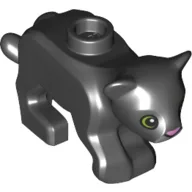 Animal, Big Cat Cub, with Lime Eyes and Dark Pink Nose Print / Black