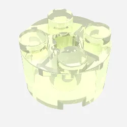 Brick Round 2 x 2 with Axle Hole / Trans-Bright Green