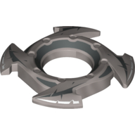 Lego Ring 4 x 4 with 2 x 2 Hole and 4 Arrow Ends with Black Spikes Print (Ninjago Spinner Crown)