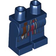 Lego Hips and Dark Blue Legs with Dark Red Belt, Rove, Red Trim print / Dark Blue