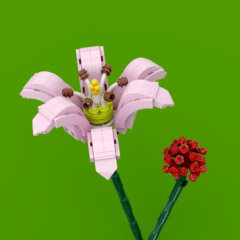 Lego Pink Lily & Red Craspedia