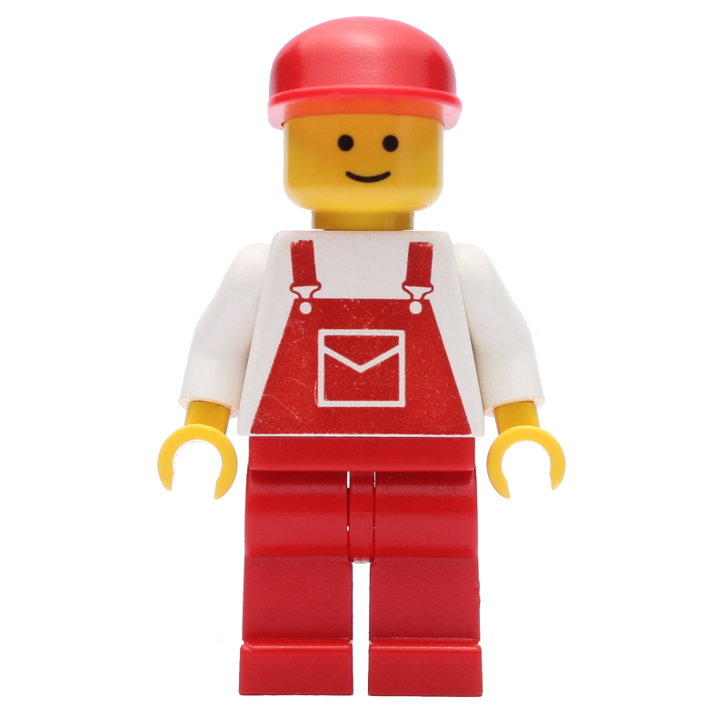 Lego Man - White Torso, Red Overall, Red Cap (3626b Head)