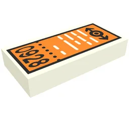 Tile 1 x 2 with Train Logo and '0928' Print / White