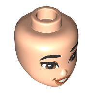 Lego Minidoll Head, Black Eyebrows, Brown Eyes, Nougat Lips, Open Mouth / Light Nougat