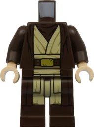 Body SMART Minifigure, Torso with Dark Brown Hips and Legs with SW Obi-Wan Kenobi Tunic, Belt and Robe Pattern / Dark Brown Arms / Light Nougat Hands