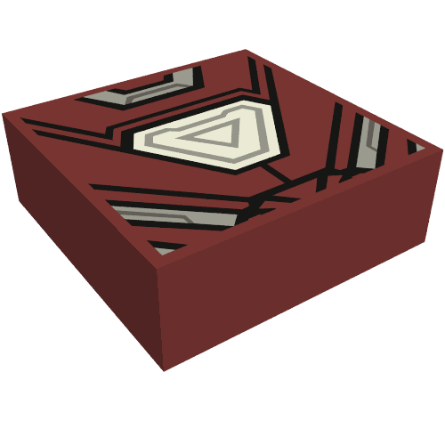 Lego Tile 1 x 1 with Iron Man Armour, Hexagonal Arc Reactor print / Dark Red