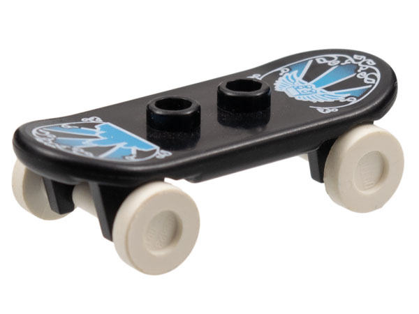 Lego Minifigure, Utensil Skateboard Deck with Medium Blue and White City Skyline Pattern with White Wheels (42511pb06 / 2496)