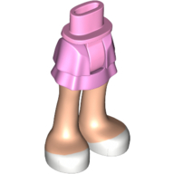 Lego Minidoll Hips and Layered Skirt with Light Nougat Legs and White Shoes Print / Bright Pink
