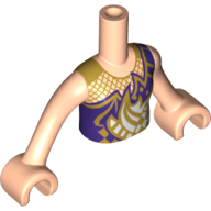Lego Minidoll Torso Girl with Dark Purple Top, Gold Decorations Print, Light Nougat Arms and Hands / Light Nougat