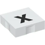 Duplo Tile 2 x 2 with Lowercase 'x' Print / White