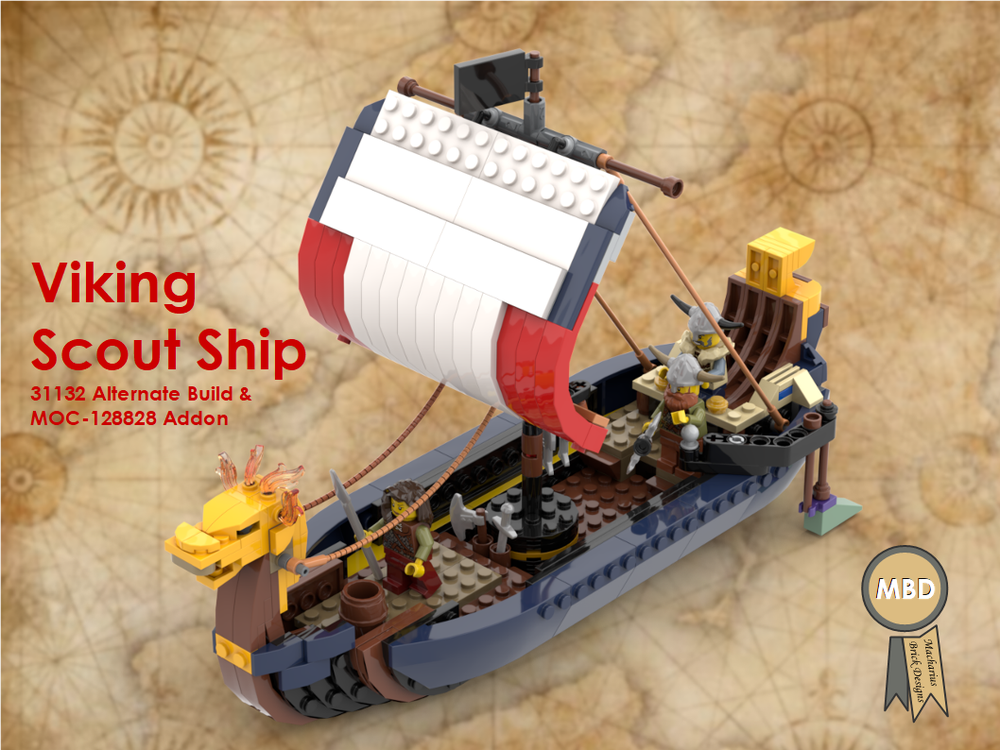 Lego Viking Scout Ship, 31132 Alternate Build and Addon to MOC-128828 Niddhog Dragon