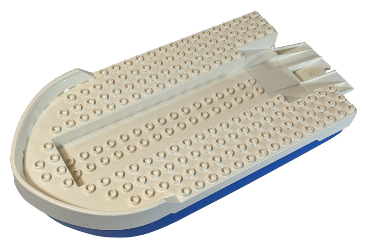 Lego Duplo Boat Hull Unitary 12 x 23 Floating with White Top and Car Ramp (bb1245c01 / 4671)