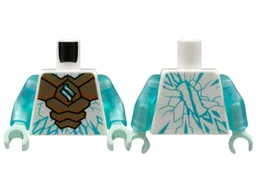 Torso Gold Armor with Dark Orange Crystals, Medium Azure Ninjago Logogram Letter Z and Ice Crystals Pattern / Trans-Light Blue Arms / Light Aqua Hands