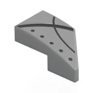 Brick Wedged, Curved 2 x 1 with Stud Notch Left with Black Lines, Dots Print