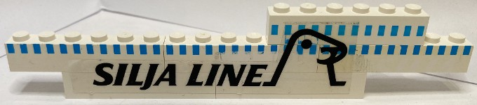 Lego Stickered Assembly 18 x 1 x 3 with Black 'SILJA LINE' and Seal Logo Pattern Model Right Side (Sticker) - Set 1554