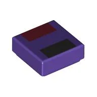Tile 1 x 1 with Dark Red, Black Rectangle Print / Dark Purple
