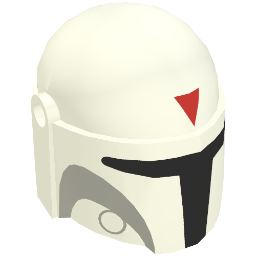 Lego Helmet Mandalorian with Holes, Red Triangle Print (Boba Fett) / White