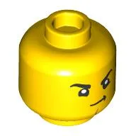Minifig Head Cooper, Determined Crooked Smile / Close Eyes Sleeping Print / Yellow