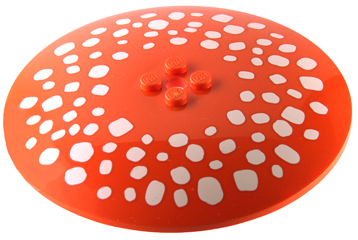 Lego Dish 10 x 10 Inverted (Radar) - Solid Studs with White Mushroom Spots Pattern