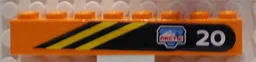 Brick 2 x 8 with Diagonal Yellow Stripes, White '20' and Arctic Logo on Black Background Pattern Model Left Side (Sticker) - Set 6520