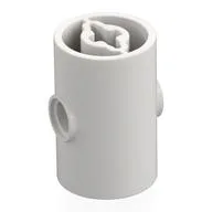 Brick Round 2 x 2 x 3 D. Tube with Axle Holes (Crossholes) at Each End, Pin Holes In Sides / White
