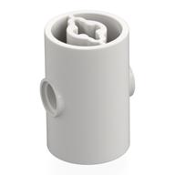 Lego Brick Round 2 x 2 x 3 D. Tube with Axle Holes (Crossholes) at Each End, Pin Holes In Sides / White