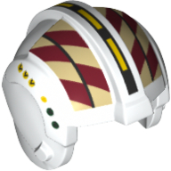 Lego Helmet Rebel Pilot, Center Ridge with Tan and Dark Red Checkered Print