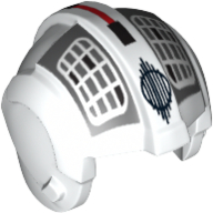 Lego Helmet Rebel Pilot, Center Ridge with White Grid on Dark Bluish Gray Print / White