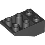 Lego Brick Sloped Inverted 33° 3 x 2, No Connections between Studs, Ovoid Bottom Pin / Black