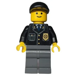 Police - Black Torso, Dark Bluish Grey Legs, Black Cap