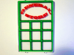 Lego Glass for Window 1 x 4 x 5 with General Store Pattern (Sticker) - Set 6765