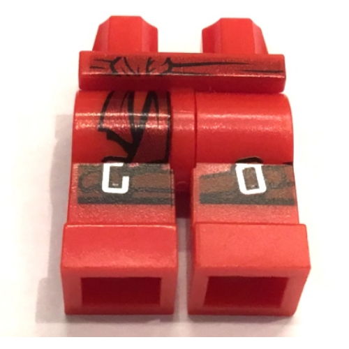 Lego Hips and Red Legs with Red Sash, Knee Straps / Red