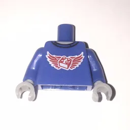 Torso Shirt with Red Wings and 2 x 2 Brick Print, Blue Arms, Light Bluish Gray Hands / Blue