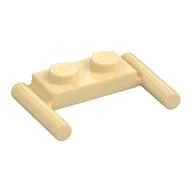 Plate Special 1 x 2 with Handles [Flat Ends / Low Attachment] / Tan