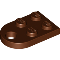 Lego Plate Special 3 x 2 with Rounded End, Hole / Reddish Brown