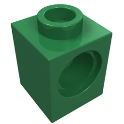 Technic Brick 1 x 1 with Pin Hole / Green