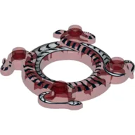 Ring 4 x 4 with 2 x 2 Hole and 2 Intertwined Snakes with White and Black Print (Ninjago Spinner Crown) / Trans-Red