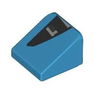 Brick Sloped 30° 1 x 1 x 2/3 with Black Air Vent Print / Dark Azure