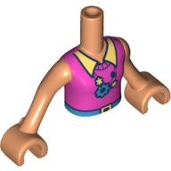 Lego Minidoll Torso Girl with Dark Pink Shirt, Yellow Collar, Medium Blue Belt, Necklace with Gears, Nougat Arms and Hands / Nougat